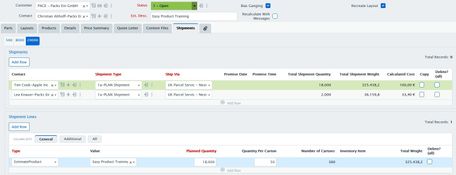 Pace Software: Estimate Shipment