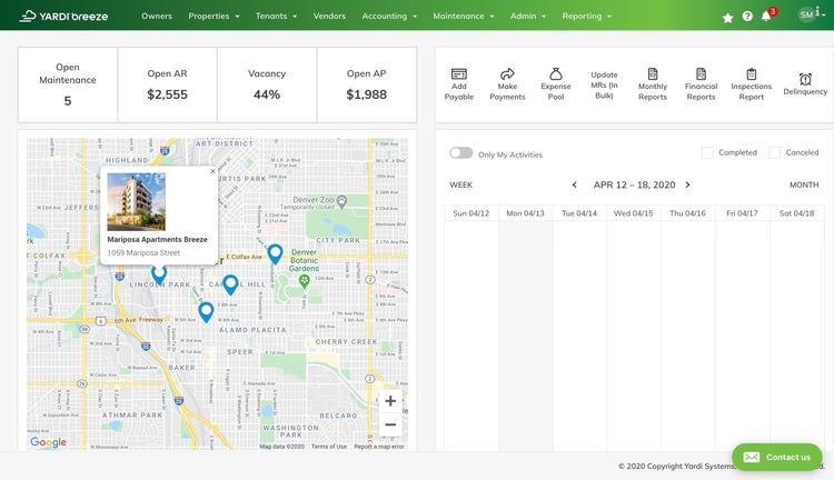 Yardi Breeze Property Dashboard