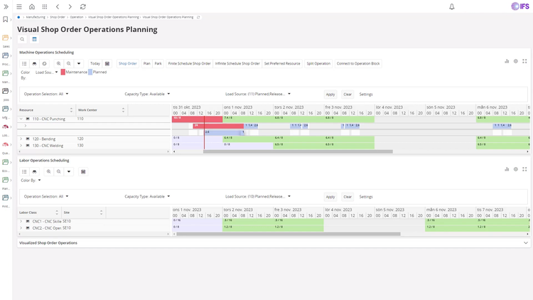 IFS Cloud Manufacturing Schedule