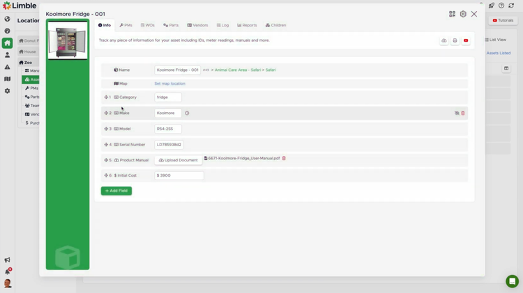 Limble CMMS Asset Card Info