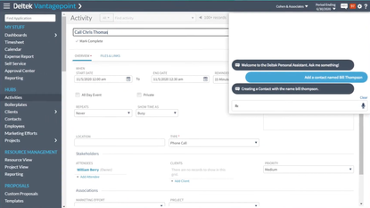 Deltek Vantagepoint Screenshot