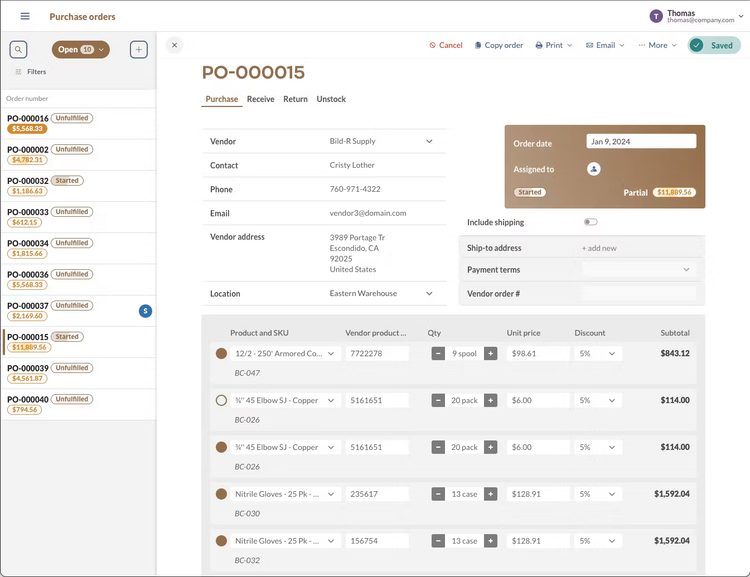 inFlow Inventory Purchase Order Management
