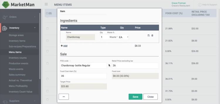 Adding a menu item with MarketMan