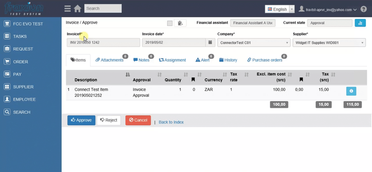 Fraxion Approve Invoices Procurement Software