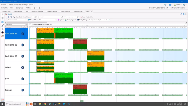 PlanetTogether Gantt Chart Scheduling