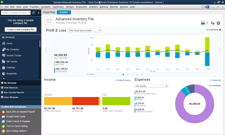 QuickBooks Enterprise Inventory Dashboard
