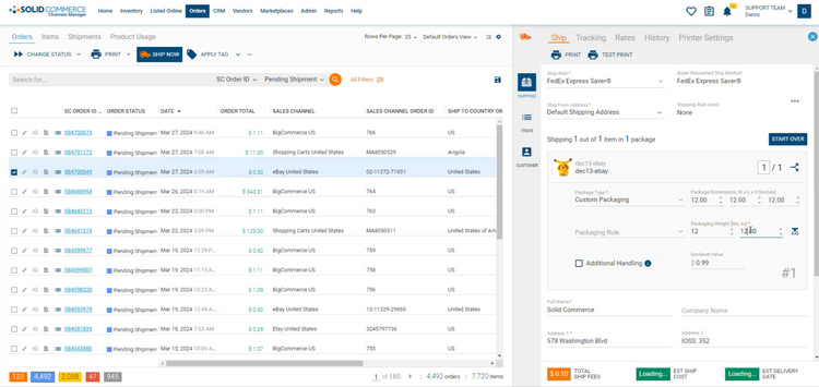 Solid Commerce Order Management Dashboard