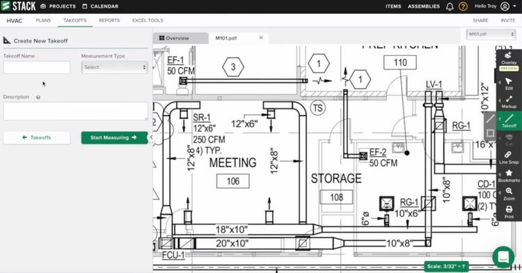 STACK Create New Takeoff