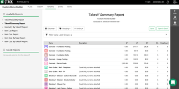 STACK Takeoff & Estimate: Takeoff Summary Report