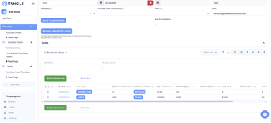 Tangle ERP: Purchase Orders