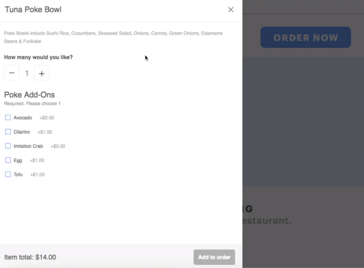 Online ordering with Upserve