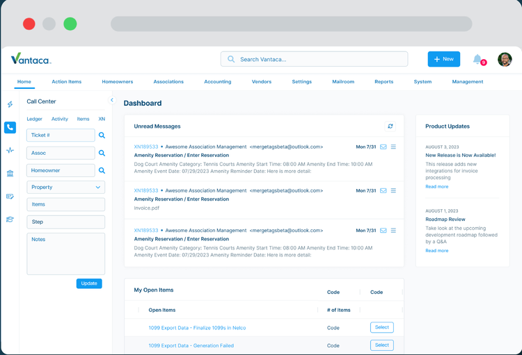 Vantaca Community Association Management Dashboard