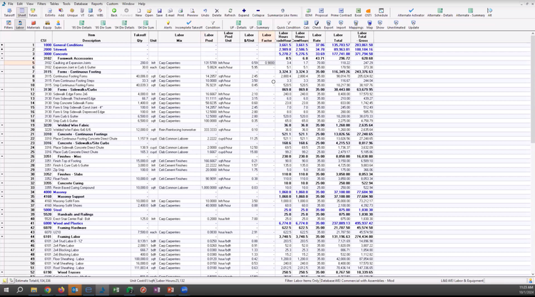 Estimate Template in WinEST Software